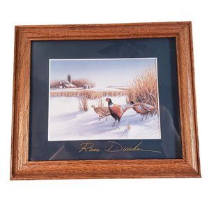 Russ Duerksen Winter Companions Pheasant Bird Signed Art Print